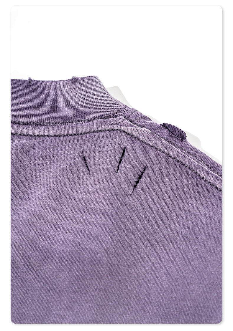 Washed Damage Print Oversize Short-sleeve T-shirt WN6400