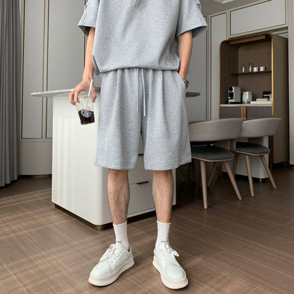 Sporty Short Sleeve Hooded T-Shirt & Short Pants Setup WN20449