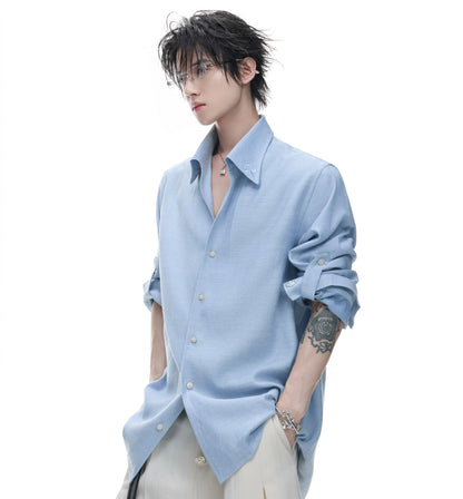Textured Linen Breathable Oversize Long Sleeve Shirt WN27016