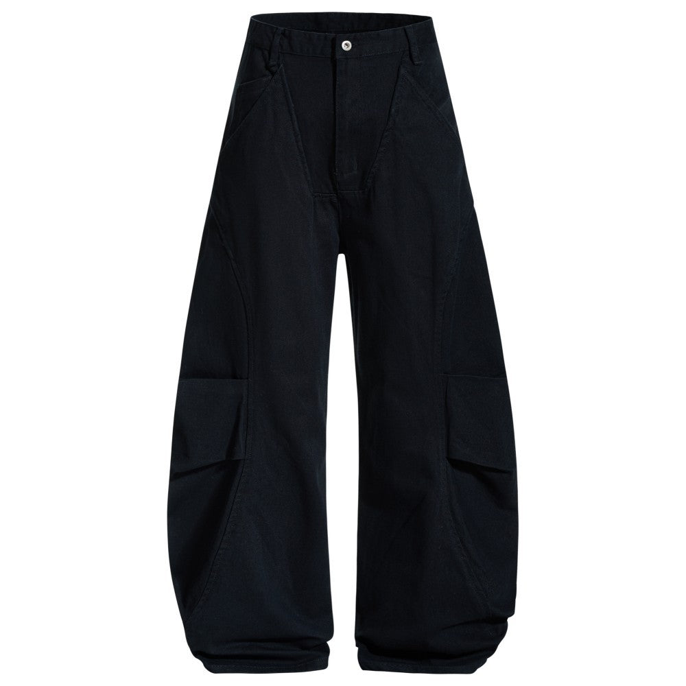 Asymmetric Cut Wide Leg Cargo Pants WN28015