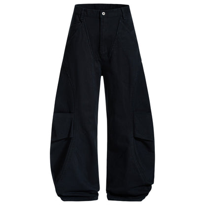 Asymmetric Cut Wide Leg Cargo Pants WN28015