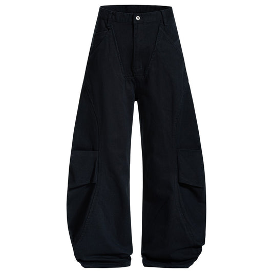 Asymmetric Cut Wide Leg Cargo Pants WN28015