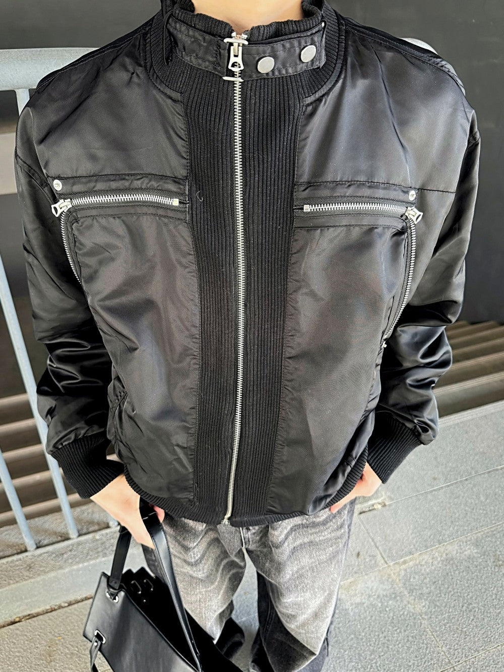 Stand Neck Lightweight Oversize Short Jacket WN27954