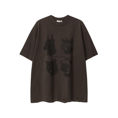 Damage Animal Print Short Sleeve T-Shirt WN25808