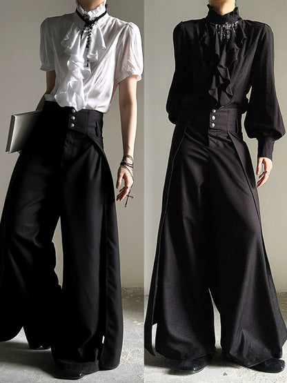 Button Detail Wide Leg Trousers WN23120