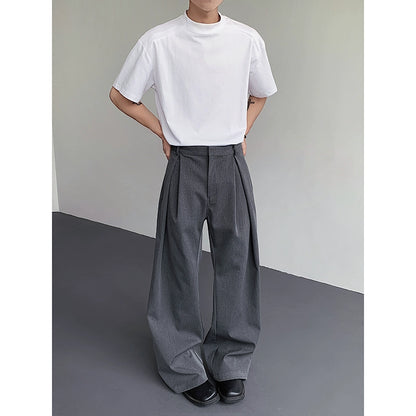 Plain Design Longer hem Trousers WN19303