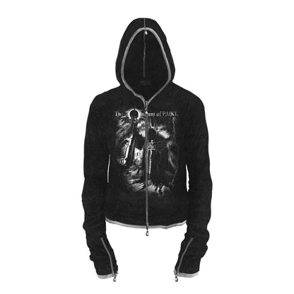 Graphic Art Print Zipper Hoodie WN20902