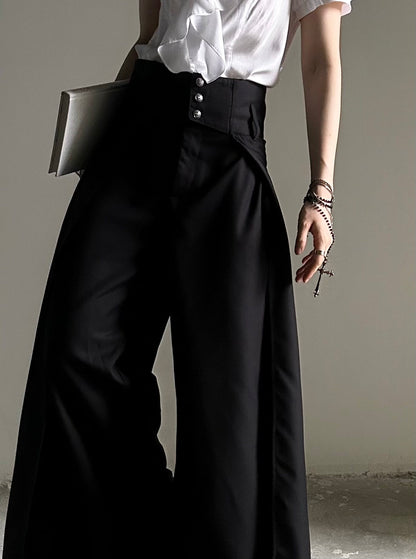 Button Detail Wide Leg Trousers WN23120