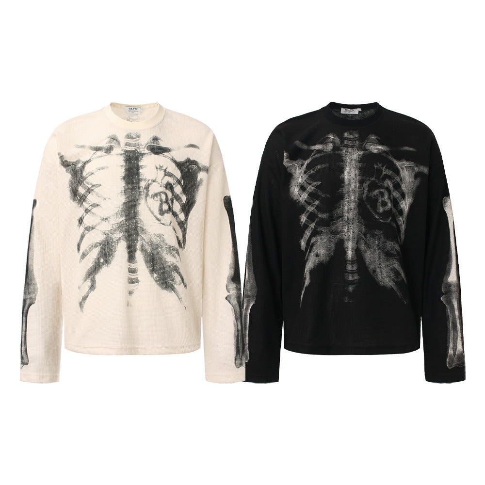 Abstract Pattern Waffle Long Sleeve T-Shirt WN25918