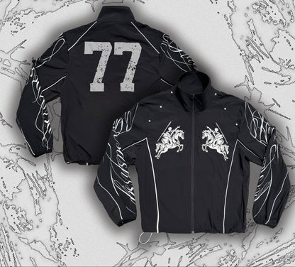 Raglan Horse Graphic Print Studs Detail Jacket WN27388