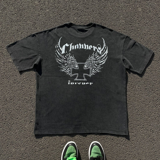 Graphic Wing Print Oversize Short Sleeve T-Shirt WN16666