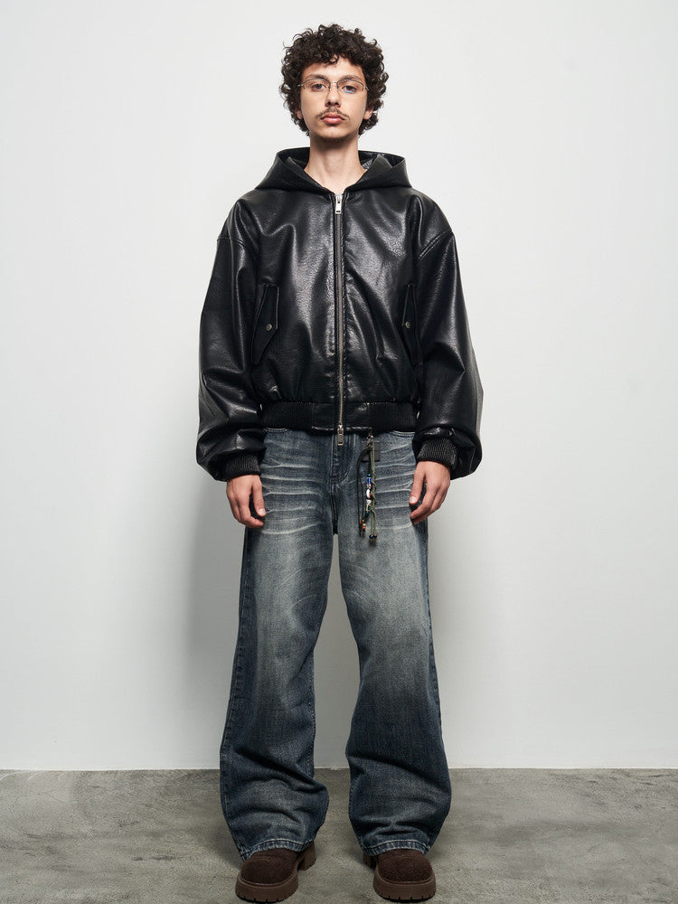 Glossy Embossed PU Leather Jacket WN22932