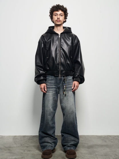 Glossy Embossed PU Leather Jacket WN22932