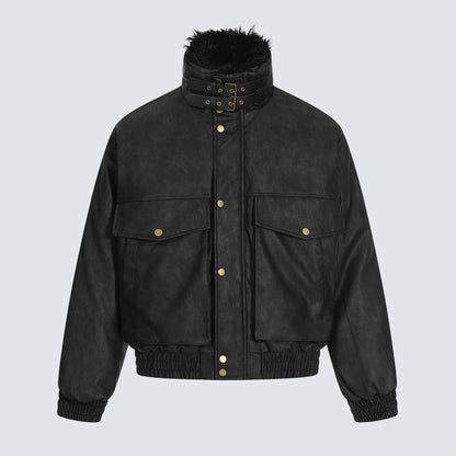 Fake Fur Collar Cropped Utility Jacket WN28023