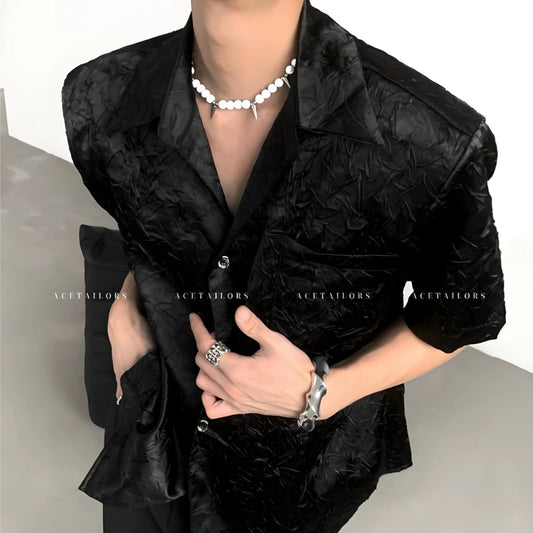 Jacquard Draping Long Sleeve Shirt WN20079