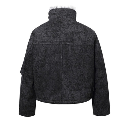 Cropped Fake Fur Collar Quilted Jacket WN28047