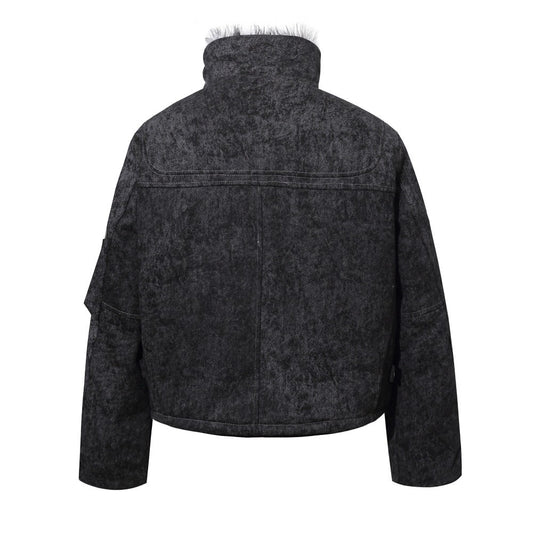 Cropped Fake Fur Collar Quilted Jacket WN28047