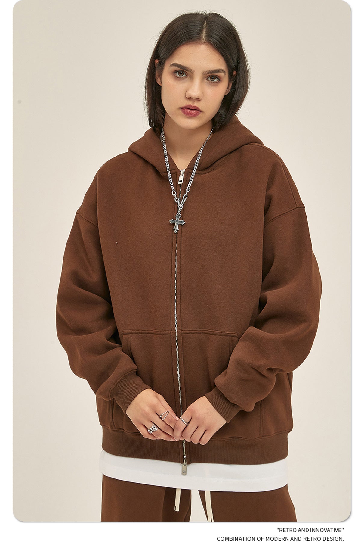 Oversize Heavyweight Zipper Hoodie & Heavyweight Sweatpants Setup WN6640-K