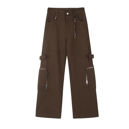 Zipper-Decorated Straight Cargo Pants WN11030