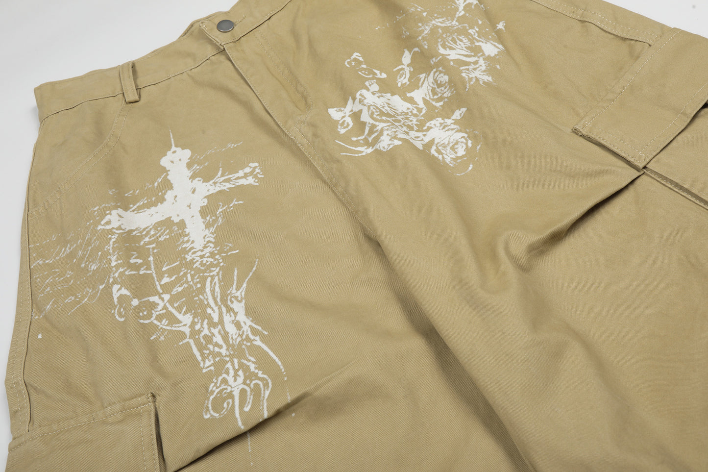 Washed Wide Leg Cargo Half Pants WN25647