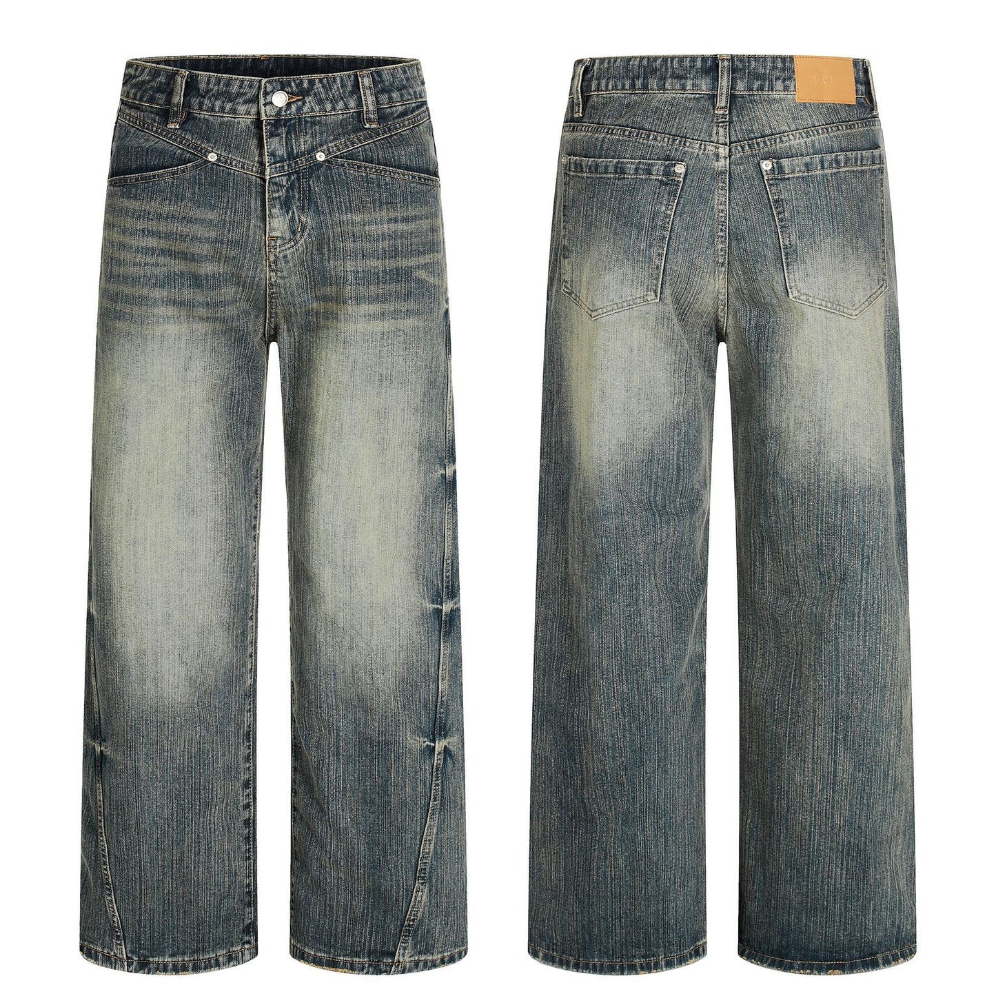 Fade Washed Straight Denim Jeans WN25940