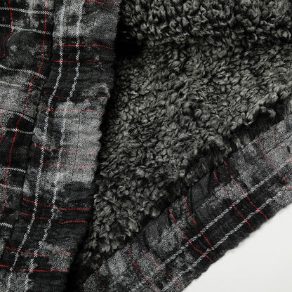 Fake Fur Collar Lamb Fleece Plaid Puffer Jacket WN21884