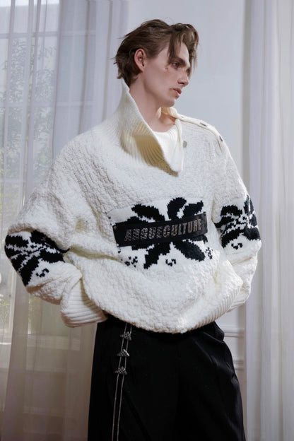 Oversize Heavyweight High Neck Knit Sweater WN7947