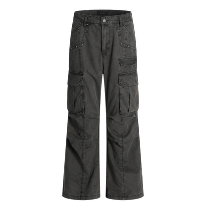 Rivet Multi Pocket Flare Cargo Pants WN21449
