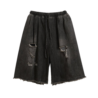 Damage Raw Hem Denim Half Jeans WN26784