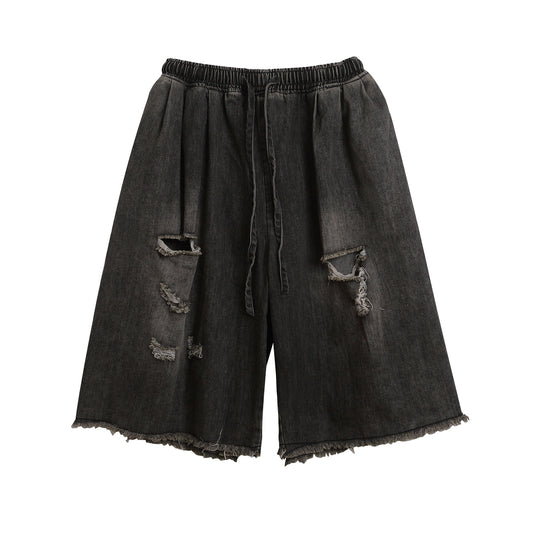 Damage Raw Hem Denim Half Jeans WN26784