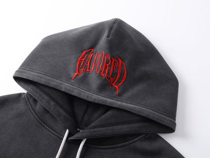 Washed Fake Layered Number Graphic Hoodie WN28120