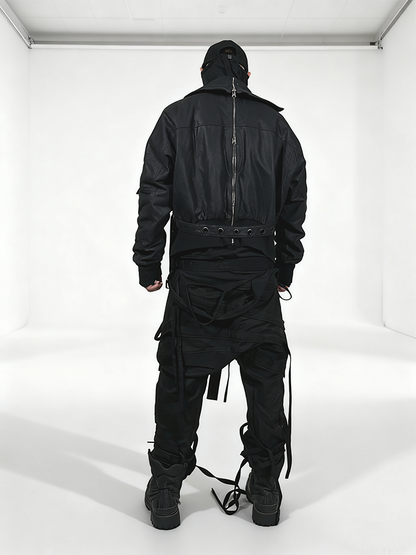 Asymmetric Zipper High-Neck Waxed Jacket WN22007