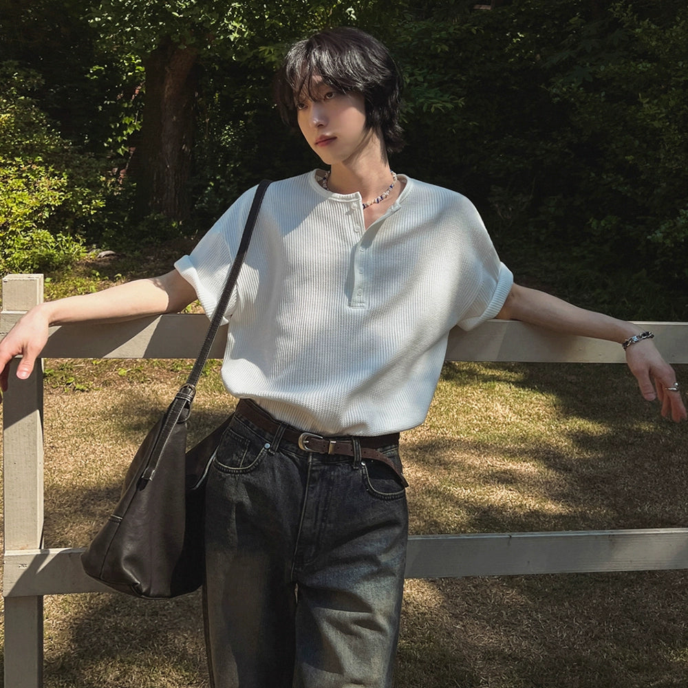 Henley Neck Short Sleeve T-Shirt WN20228