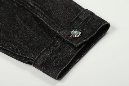 Raw Denim Pleats Metal Buckle Jacket WN26042