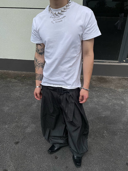 Slogan Embroidery Minimalist Design T-Shirt WN18828