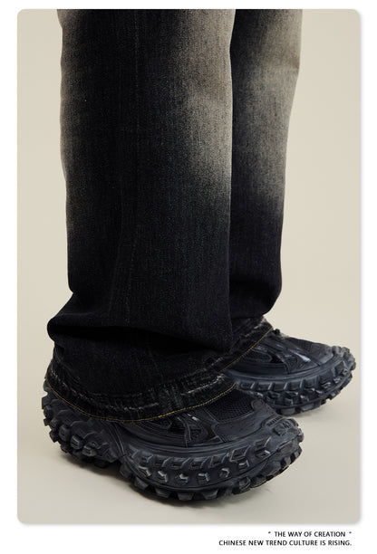 Washed Damage Flare Denim Jeans WN6415