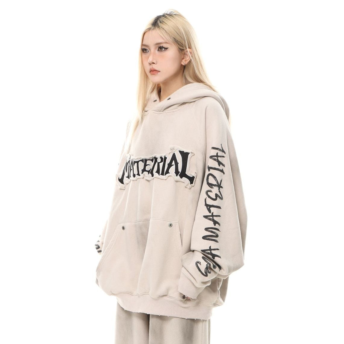 Heavyweight Washed Patch Embroidery Pullover Hoodie WN25660