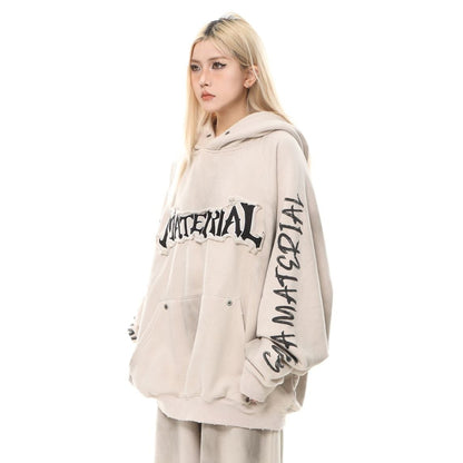 Heavyweight Washed Patch Embroidery Pullover Hoodie WN25660
