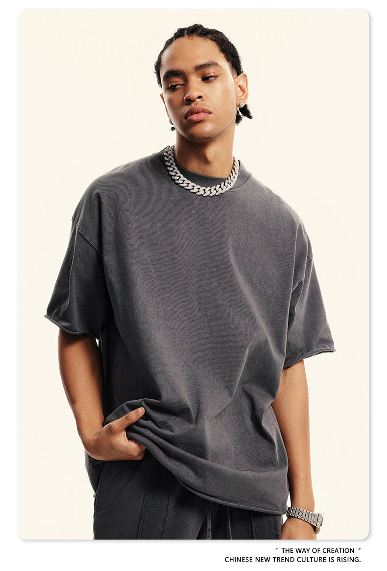 Washed Heavyweight Short Sleeve T-Shirt & Short Sweatpants Setup WN6167