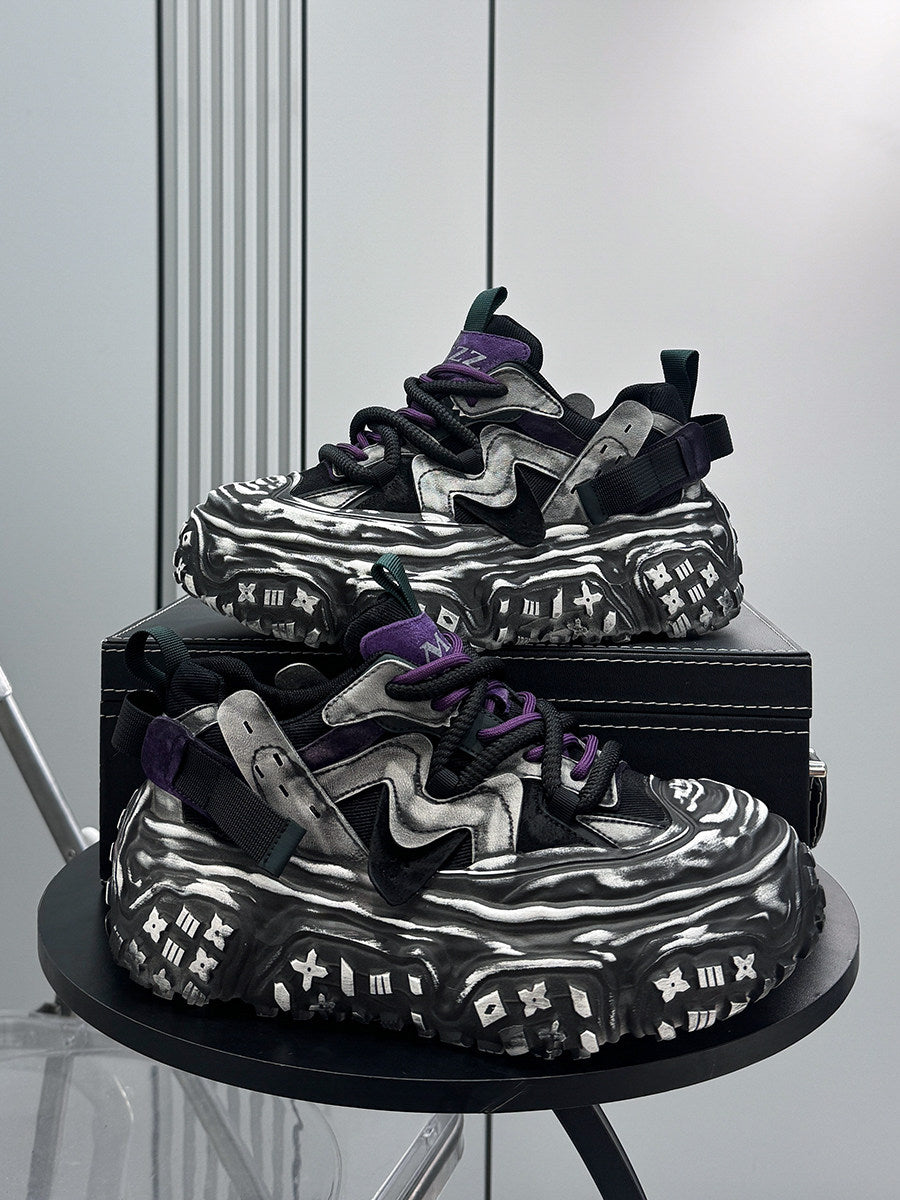 Strap Washed Platform Chunky Sole Sneaker WN24714