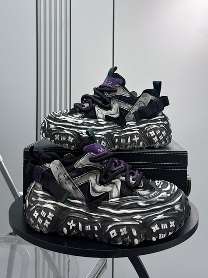 Strap Washed Platform Chunky Sole Sneaker WN24714