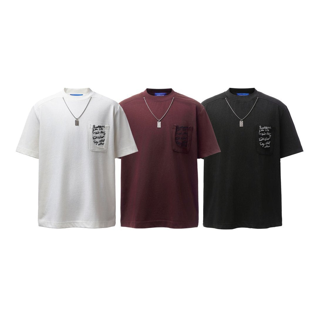 Necklece Design Heavyweight Washed Oversize Short Sleeve T-Shirt WN25730