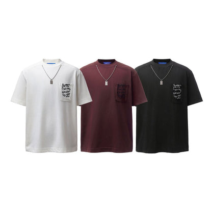 Necklece Design Heavyweight Washed Oversize Short Sleeve T-Shirt WN25730