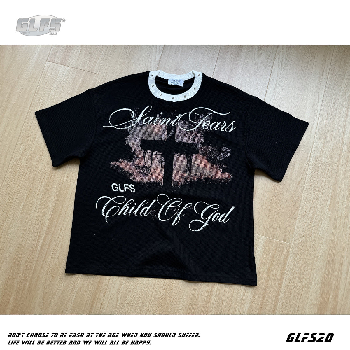 Waffle Studs Cross Graphic Short Sleeve T-Shirt WN26446