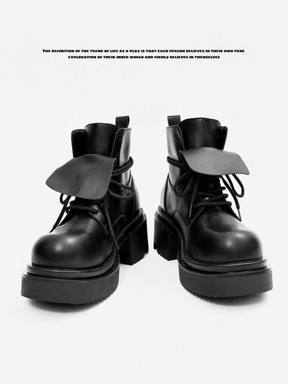 Chunky Platform Lace-Up Flap Boots WN24518