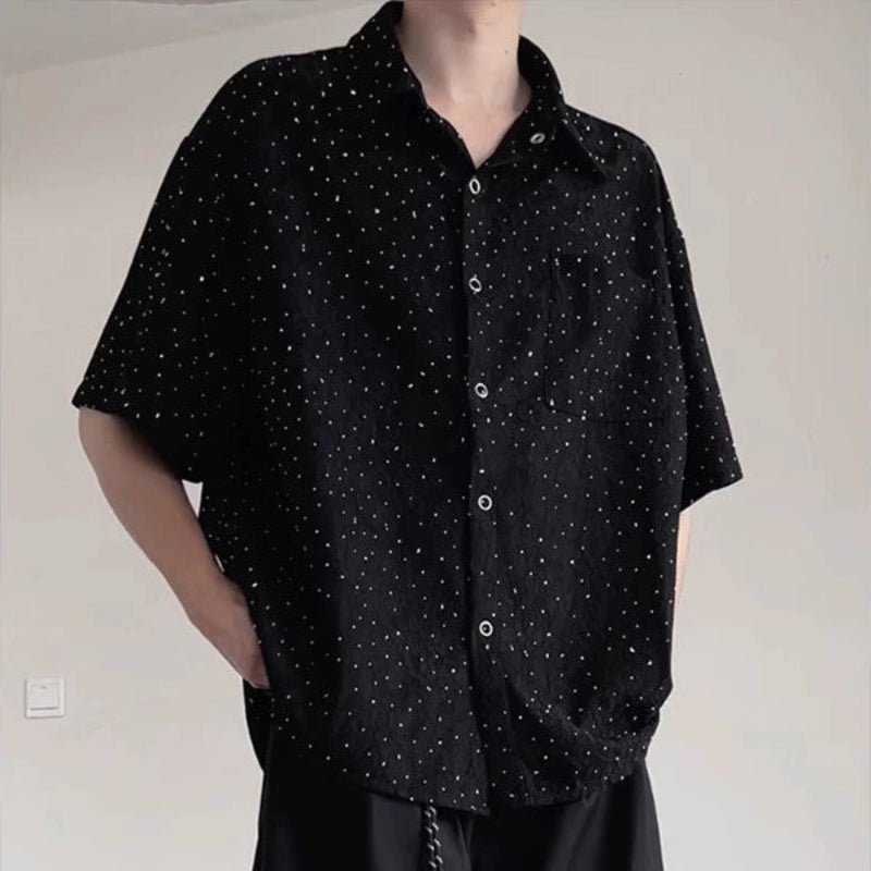 Starry Sky Design Oversize Short Sleeve Shirt WN19321