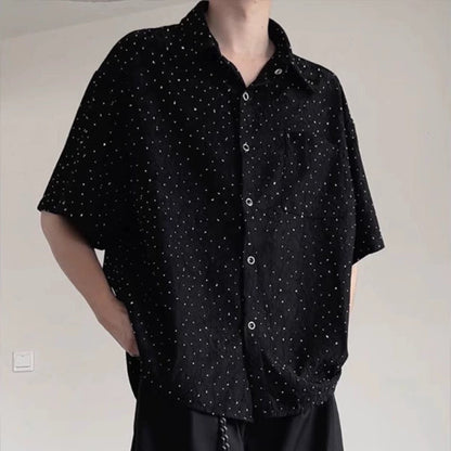 Starry Sky Design Oversize Short Sleeve Shirt WN19321