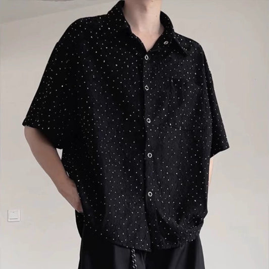 Starry Sky Design Oversize Short Sleeve Shirt WN19321