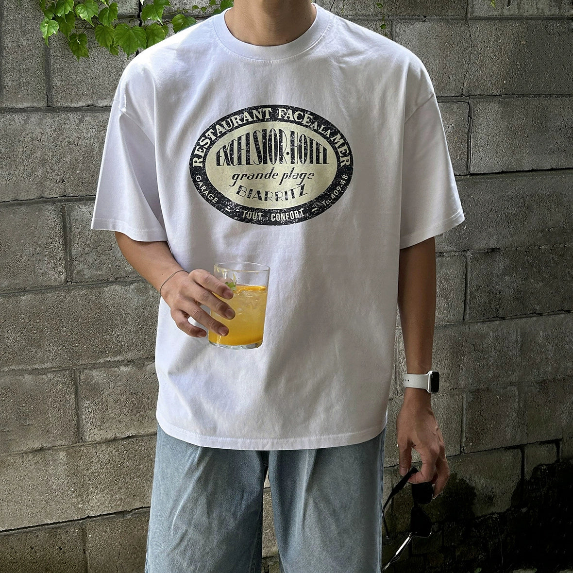 Graphic Letter Print Oversize Short Sleeve T-Shirt WN20293