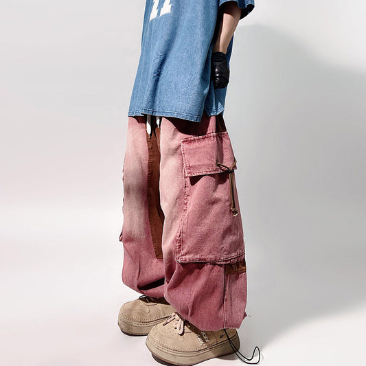 Multi Pocket Wide Leg Cargo Denim Jeans WN23979